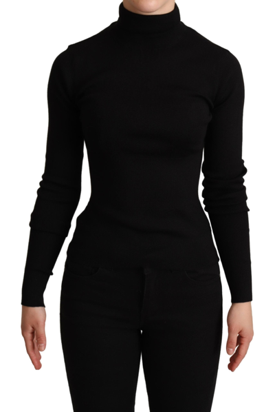 Dolce & Gabbana Black Pullover Silk Cashmere Turtleneck Jumper