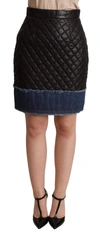 DOLCE & GABBANA BLACK QUILTED LEATHER MINI SKIRTS