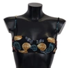 DOLCE & GABBANA BLACK SEASHELLS PRINT WOMEN SWIMWEAR BIKINI TOPS