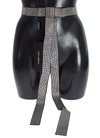Dolce & Gabbana Black Silk Clear Crystal Bow Waist Belt In Black