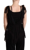 DOLCE & GABBANA BLACK SILK LACE TRIM CAMISOLE TANK TOP