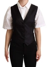 DOLCE & GABBANA BLACK SILK SLEEVELESS WAISTCOAT VEST