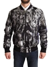 Dolce & Gabbana Black Silver Puppi Motive Bomber Jacket In Black