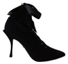 Dolce & Gabbana Black Stretch Short Ankle Boots Shoes In Black