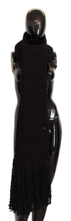 Dolce & Gabbana Black Virgin Wool Knitted Wrap Shawl Scarf In Black