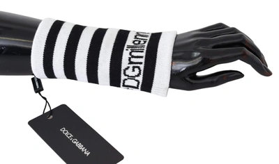 Dolce & Gabbana Black White Wool Dgmillennials Wristband Wrap