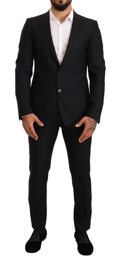 Dolce & Gabbana Black Wool Tuxedo 2 Piece Set Martini Suit
