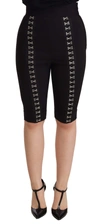 Dolce & Gabbana Black Wool Stretch Slim Fit High Waist Shorts In Black