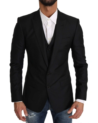 Dolce & Gabbana Blazer Vest 2 Piece Black Wool Martini