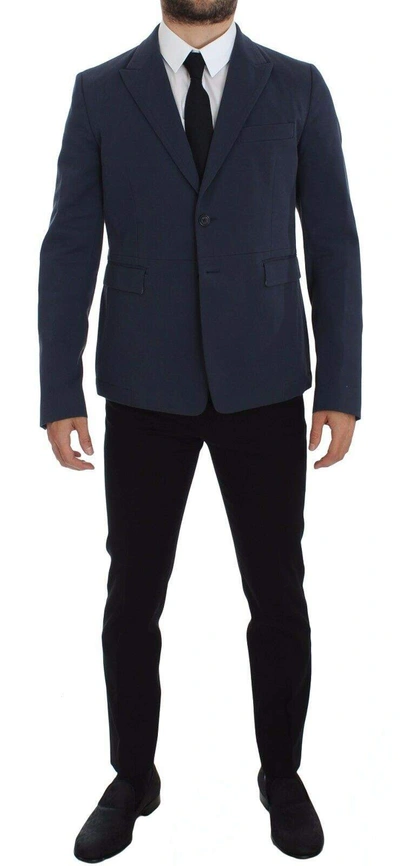 Dolce & Gabbana Blue Cotton Stretch Casual Blazer