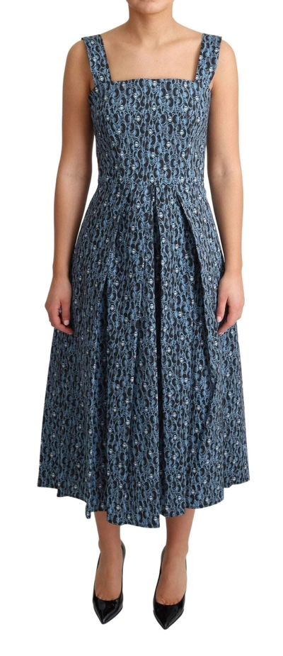 Dolce & Gabbana Blue Heart Cotton A-line Stretch Dress