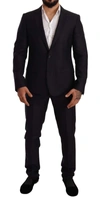 DOLCE & GABBANA BLUE PATTERN MARTINI SLIM FIT 2 PIECE SUIT