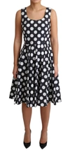 Dolce & Gabbana Green Polka Dotted Cotton A-line Dress In Blue