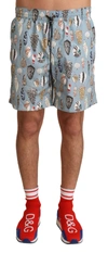 Dolce & Gabbana Blue Seashell Beachwear Swimwear Shorts In Blue