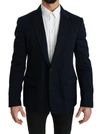 Dolce & Gabbana Black Slim Fit Coat Jacket Martini Blazer In Blue