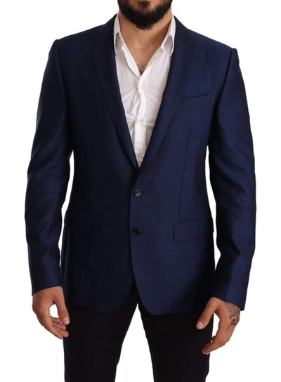 Dolce & Gabbana Blue Wool Slim Fit Coat Martini Blazer