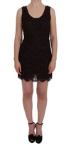 DOLCE & GABBANA BORDEAUX FLORAL LACE RICAMO SHEATH DRESS