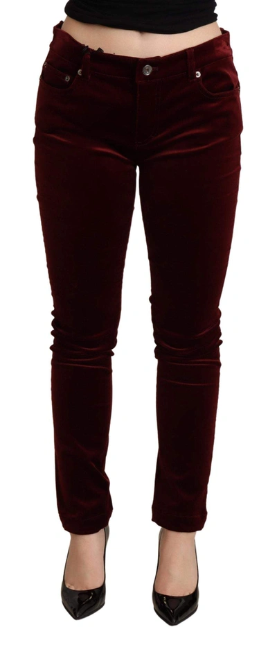 Dolce & Gabbana Bordeaux Red Velvet Skinny Trouser