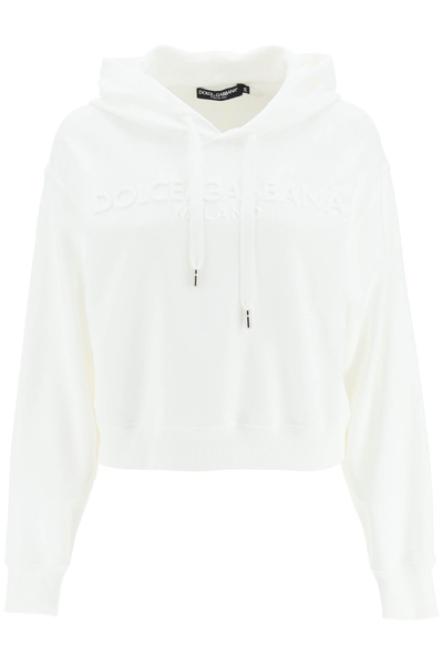 Dolce & Gabbana Boxy-cut Hoodie With Embossed Logo In White