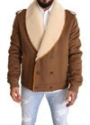 DOLCE & GABBANA BROWN DOUBLE BREASTED SHEARLING COAT JACKET