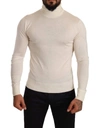 Dolce & Gabbana Cream Cashmere Turtleneck Pullover Sweater In Cream