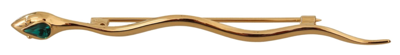 Dolce & Gabbana Gold Brass Snake Green Crystal Lapel Pin Brooch