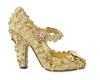 DOLCE & GABBANA GOLD FLORAL CRYSTAL MARY JANES PUMPS