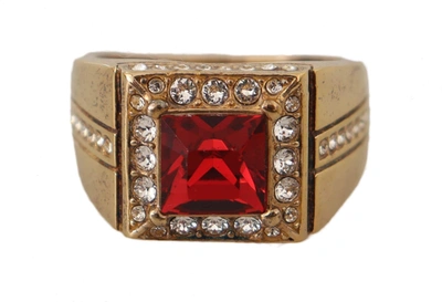 Dolce & Gabbana Gold Plated 925 Silver Red Crystal Ring