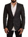 DOLCE & GABBANA GRAY CHECK WOOL SLIM FIT BLAZER JACKET