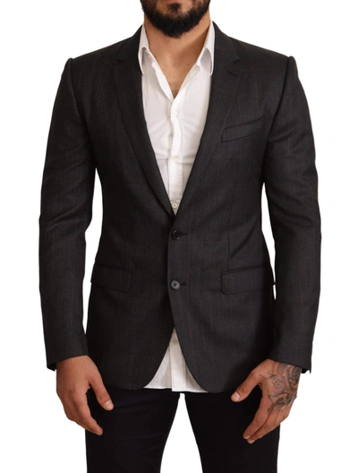 Dolce & Gabbana Gray Check Wool Slim Fit Blazer Jacket