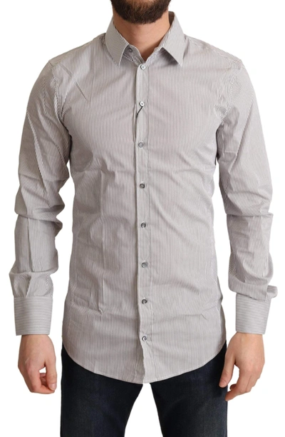 Dolce & Gabbana Gray Cotton Slim Fit Mens Sicily Shirt