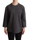 Dolce & Gabbana Gray Embroidered Women Pullover Sweater In Gray