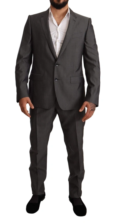 Dolce & Gabbana Grey Metallic Martini Slim Fit Set Suit