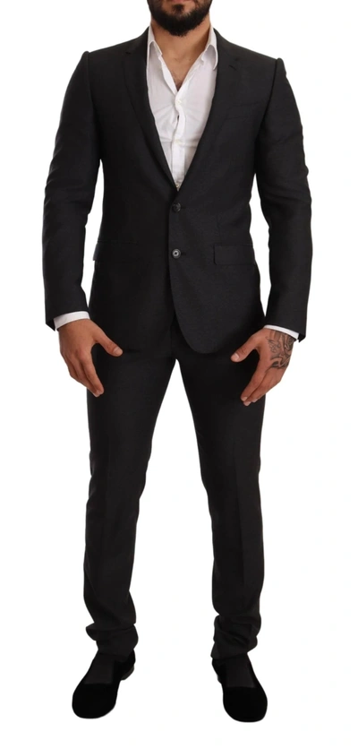 Dolce & Gabbana Grey Wool Martini Slim Fit Set Suit