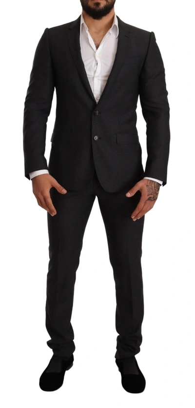 Dolce & Gabbana Gray Wool Martini Slim Fit Set Suit