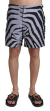 Dolce & Gabbana Gray Zebra Print Beachwear Shorts In Gray