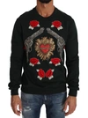 DOLCE & GABBANA GREEN CRYSTAL HEART ROSES GUN jumper