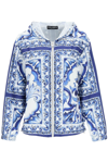 Dolce & Gabbana Majolica-print Hooded Windbreaker In Multicolor