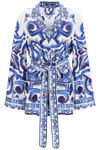 Dolce & Gabbana Pottery Printed Twill Pajamas Shirt In Multicolor