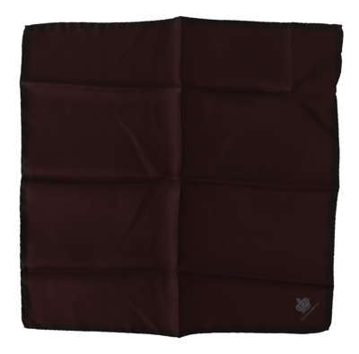 Dolce & Gabbana Maroon Square Handkerchief 100% Silk Scarf In Marrone