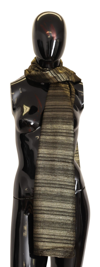 Dolce & Gabbana Metallic Gold Silk Stretch Shawl Wrap Scarf In Gold