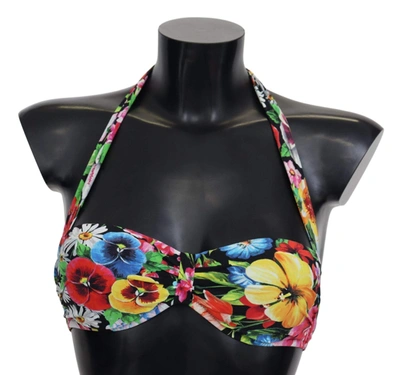 Dolce & Gabbana Multicolor Floral Print Swimwear Bikini Tops