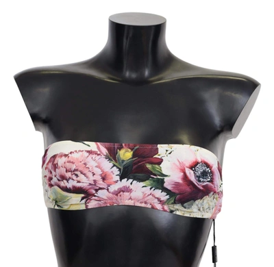 Dolce & Gabbana Multicolor Floral Print Women Beachwear Bikini Tops