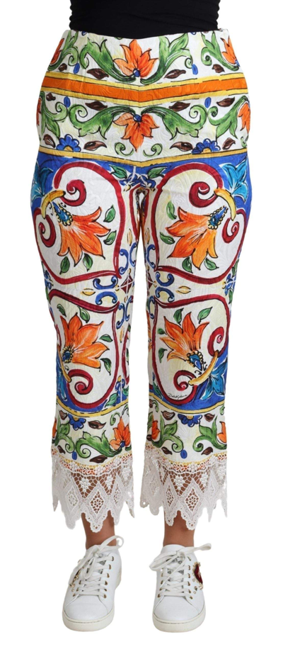 Dolce & Gabbana Multicolor Majolica Print Trouser  Cotton Pants