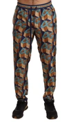 DOLCE & GABBANA MULTICOLOR PATTERNED JOGGERS SILK PANTS