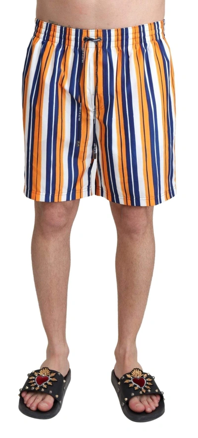 Dolce & Gabbana Multicolor Striped Beachwear Swimshorts