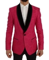 DOLCE & GABBANA PINK FLORAL BROCADE SLIM BLAZER JACKET