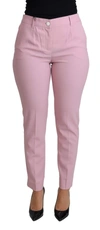 Dolce & Gabbana Pink Virgin Wool Stretch Tapered Trouser Pants In Pink