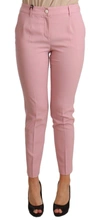 DOLCE & GABBANA PINK WOOL STRETCH HIGH WAIST TROUSER PANTS