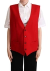 DOLCE & GABBANA RED VIRGIN WOOL SLEEVELESS WAISTCOAT VEST